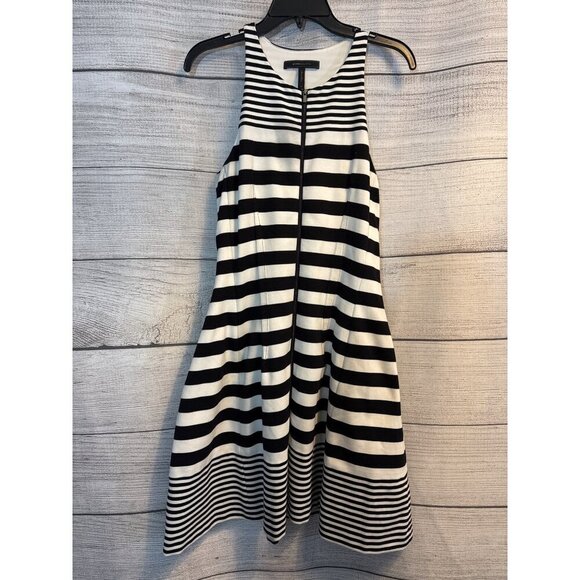 BCBGMAXAZRIA Black and white striped fit and flare dress Size M - Picture 1 of 7